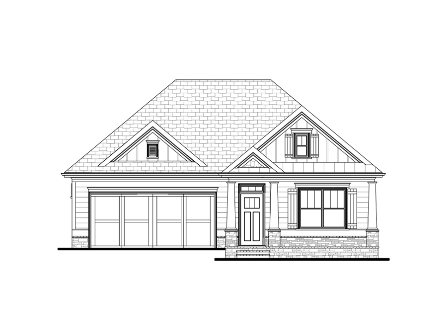 Front elevation of the available Gibson RP homeplan at Marlowe in Woodstock.
